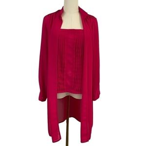 Vintage 2 Pc Shirt Set Womens S/M Hot Pink Chiffon Tank + Summer Jacket Barbie